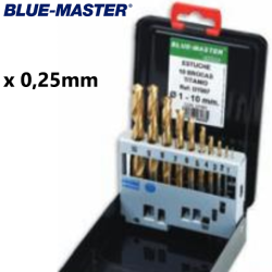 Set de Brocas en intervalos de Ø 1-10 x 1 mm DIN338 HSS Tin  BLUE-MASTER