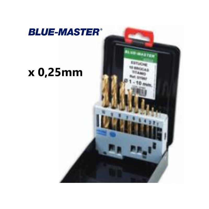 Set de Brocas en intervalos de Ø 1-10 x 1 mm DIN338 HSS Tin BLUE-MASTER Set de Brocas en intervalos de Ø 1-10 x 1 mm DIN338 HSS Tin BLUE-MASTER