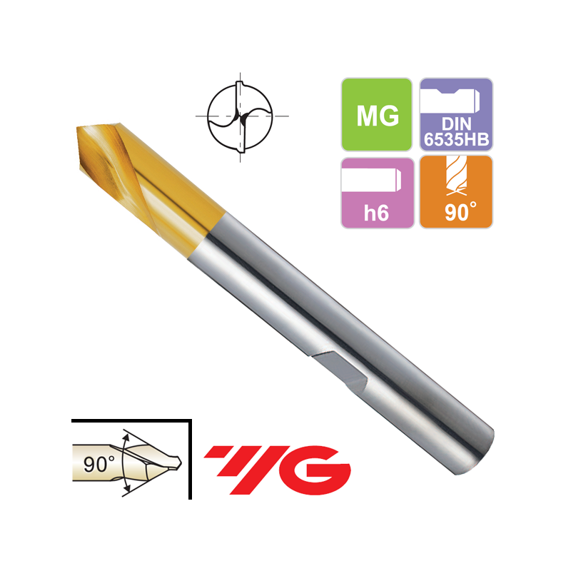 Broca Centrar CNC 90º Metal Duro Recubrimiento TIN YG1 Broca Centrar CNC 90º Metal Duro Recubrimiento TIN YG1