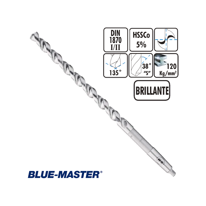 Broca Cónica Extralarga HSS BlueMaster Broca Cónica Extralarga HSS BlueMaster