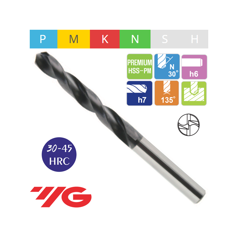 Broca Larga Premium HSS-PM Multi-1 Drills TiAlN YG1 Broca Larga Premium HSS-PM Multi-1 Drills TiAlN YG1