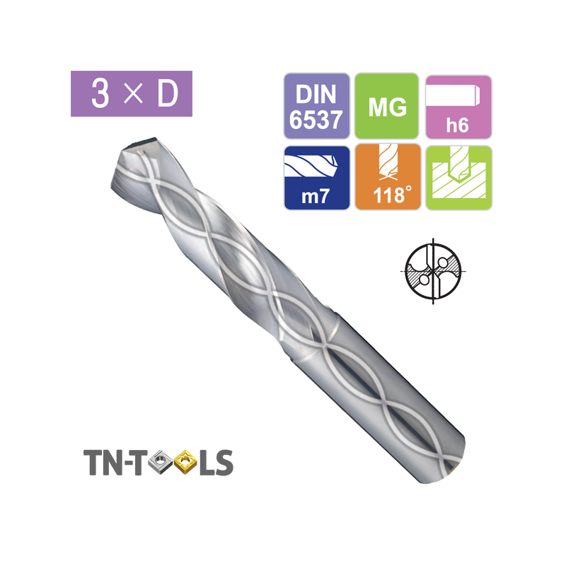 Broca Metal Duro 3 x D Refrigerada Aluminio YG1 Broca Metal Duro 3 x D Refrigerada Aluminio YG1
