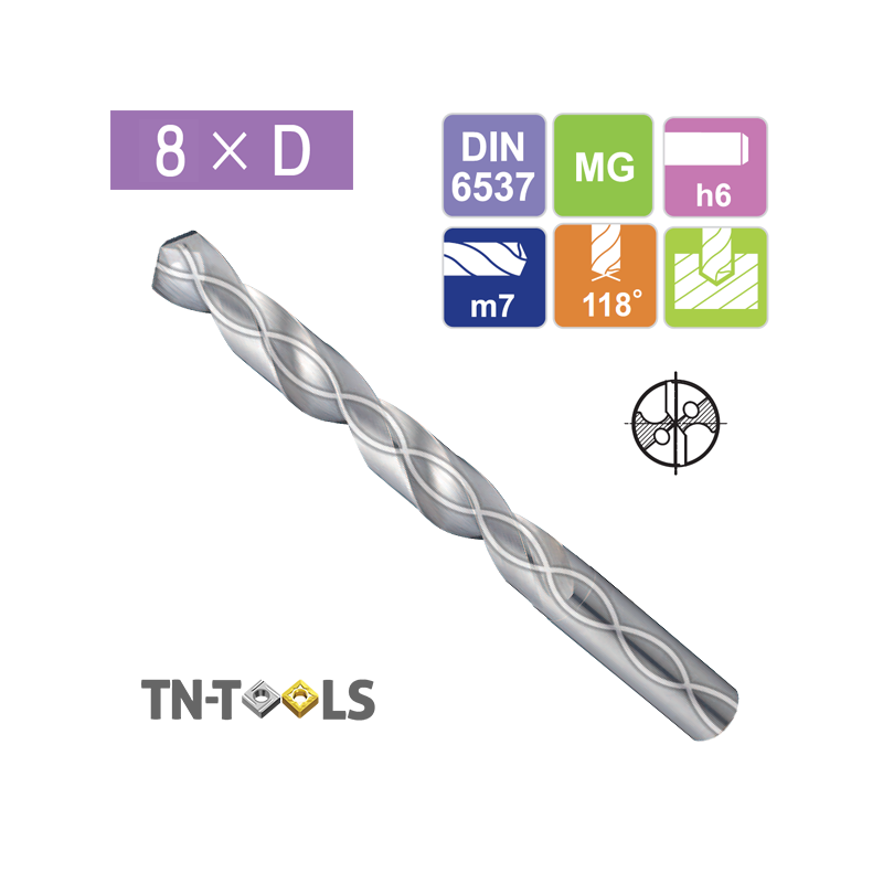 Broca Metal Duro 5 x D Refrigerada Aluminio YG1 Broca Metal Duro 5 x D Refrigerada Aluminio YG1