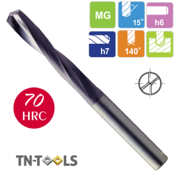 Broca Metal Duro Acero templado HRc70 Recubrimiento TiAlN YG1