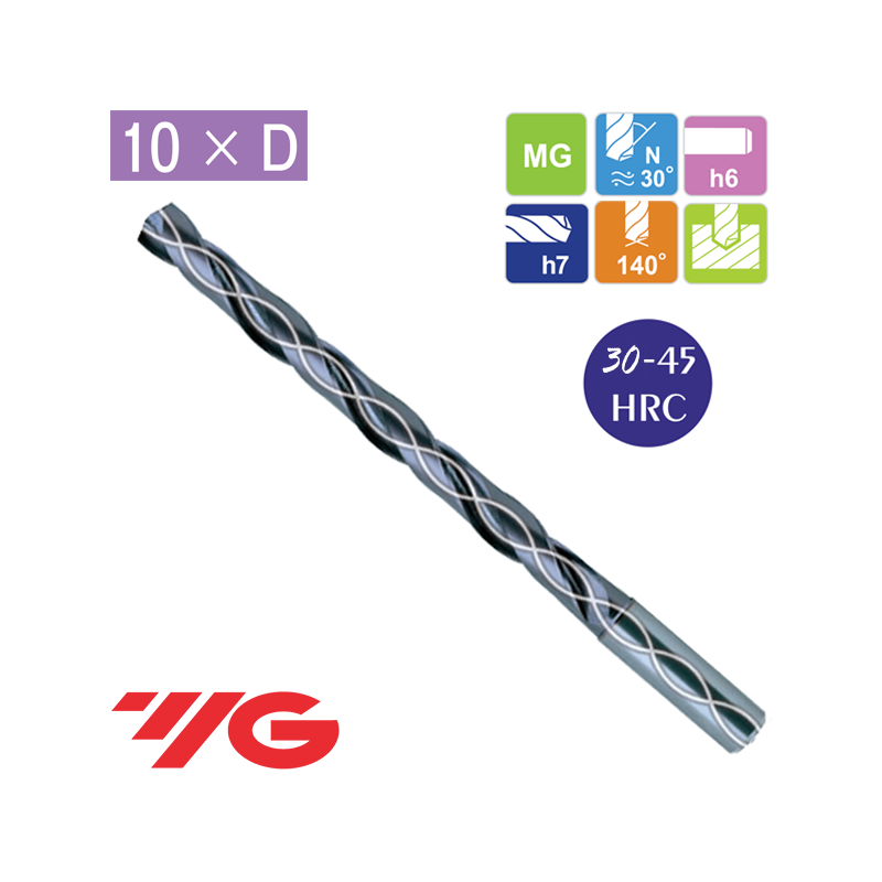 Broca Metal Duro 10 x D Refrigerada Recubrimiento TiAlN YG1 Broca Metal Duro 10 x D Refrigerada Recubrimiento TiAlN YG1