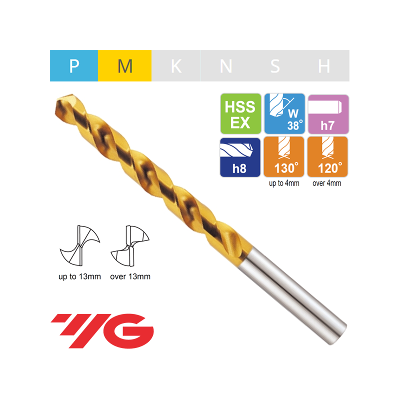 Broca Larga INOX HSS-EX, HPD-SUS TIN YG1 Broca Larga INOX HSS-EX, HPD-SUS TIN YG1