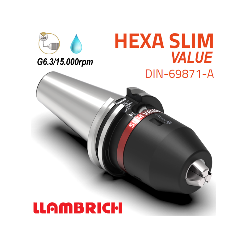 Portabrocas Llambrich HEXA SLIM Value SK DIN69871 de Súper Precisión con cono integrado, cuerpo reducido y Llave Torx Portabrocas Llambrich HEXA SLIM Value SK DIN69871 de Súper Precisión con cono integrado, cuerpo reducido y Llave Torx