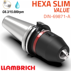 Portabrocas Llambrich HEXA SLIM Value HSK DIN69893 de Súper Precisión con cono integrado, cuerpo reducido y Llave Torx