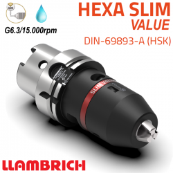 Portabrocas Llambrich HEXA SLIM Value SK DIN69871 de Súper Precisión con cono integrado, cuerpo reducido y Llave Torx