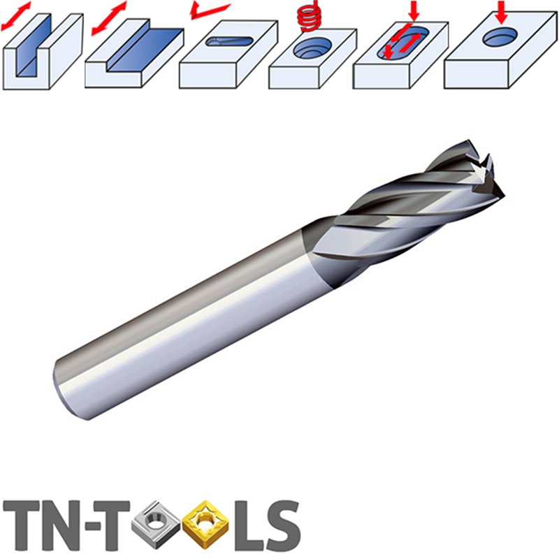 Fresa Metal Duro 4 Cortes Recubrimiento TiCN 56HRC