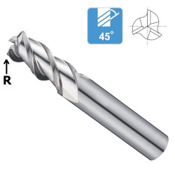 Fresa Metal Duro 3 Cortes Aluminio Tórica R0,3