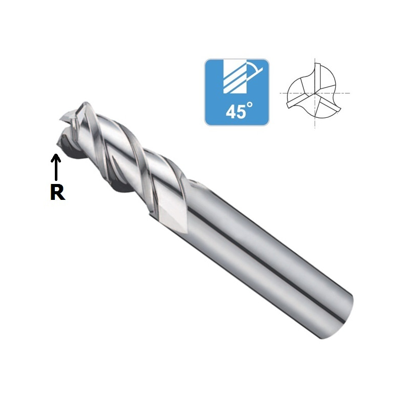 Fresa Metal Duro 3 Cortes Aluminio Tórica R0,3 Fresa Metal Duro 3 Cortes Aluminio Tórica R0,3