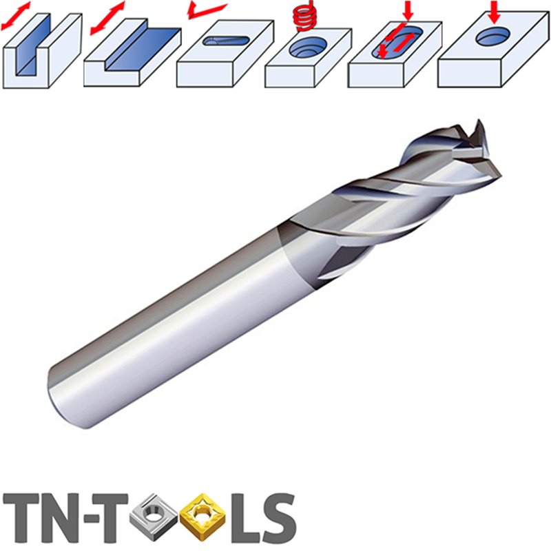 Fresa Metal Duro 3 Cortes Recubrimiento TiCN 56HRC