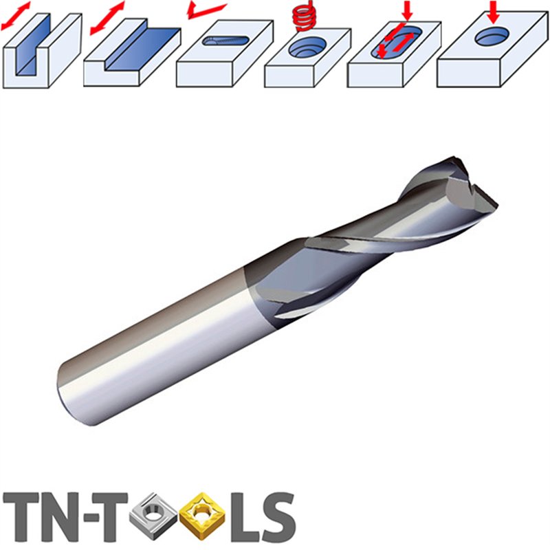 Fresa Metal Duro 2 Cortes Recubrimiento TiCN 56HRC