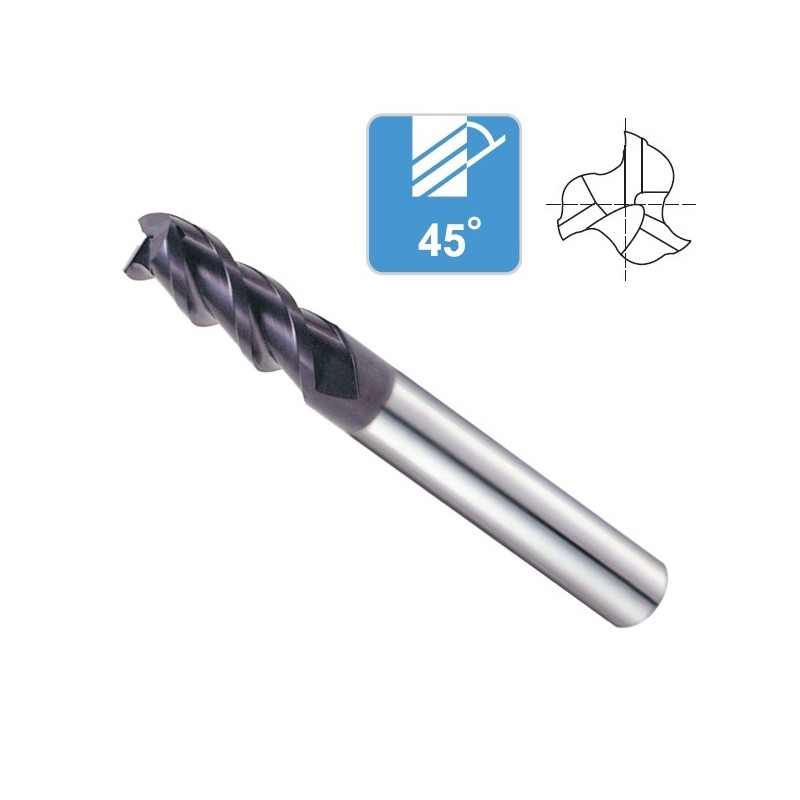 Fresa Metal Duro 3 Cortes Serie Larga Recubrimiento TiCN 56HRC