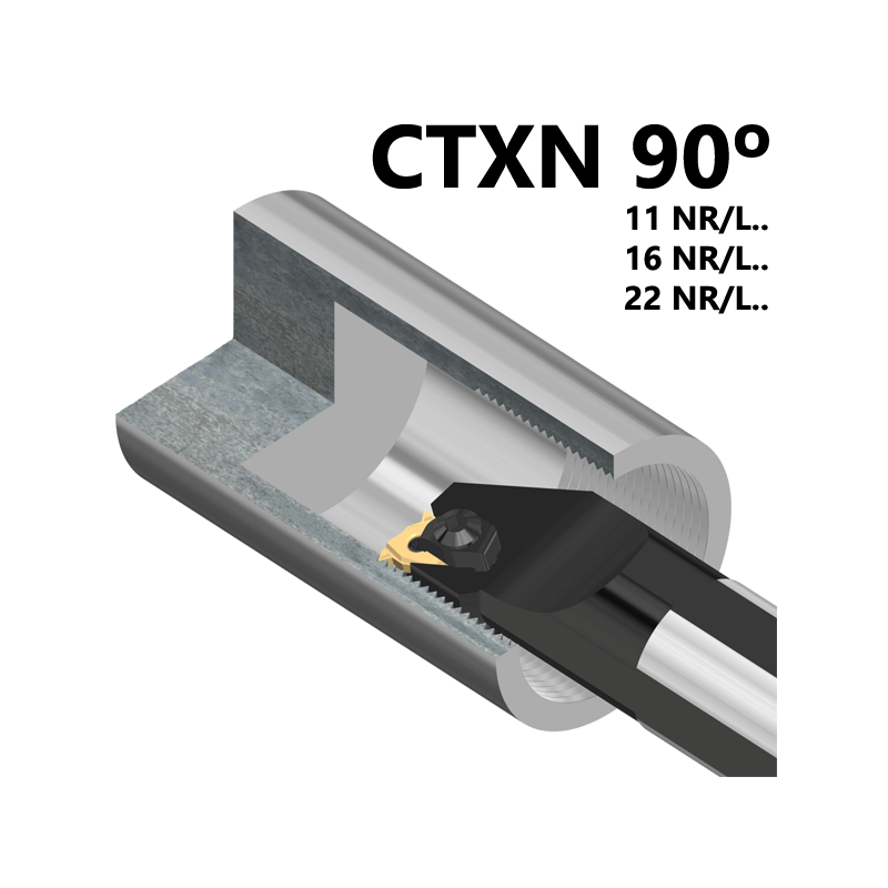 Portaherramientas de Roscado Interior Para Torno CTXN 90º para Plaquita Negativa Multifunción