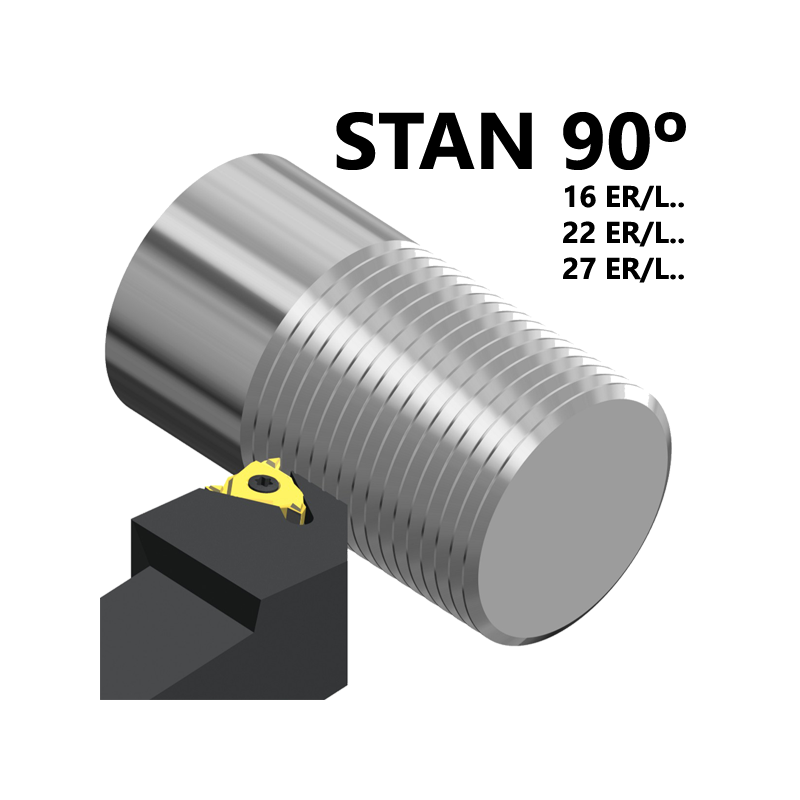 Portaherramientas de Roscado Exterior Para Torno STAN 90º para Plaquita Negativa Multifunción