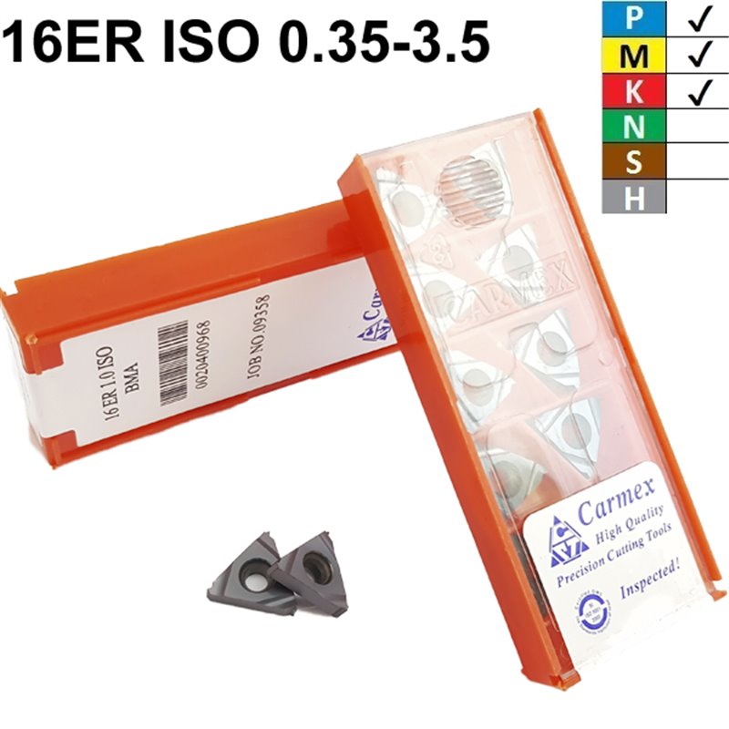 Carmex 16ER ISO BMA Placa de Roscar Exterior de Pasos Métricos (0,35 - 3,5)