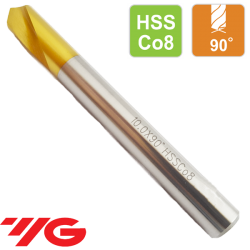 Broca Centrar CNC 90º Acero al Cobalto HSSCo8 Recubrimiento TIN
