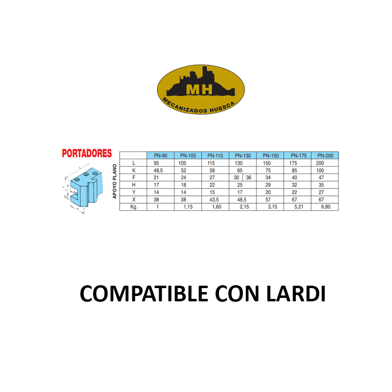 Portador de apoyo plano Lardi-Mecanizados Huesca