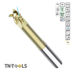 Roughing Carbide End Mill 3 Cuts Low Neck Cooled