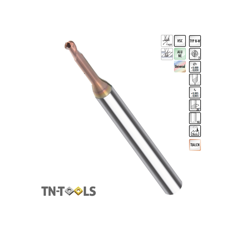 Miniature Carbide Milling Cutter 2 Cuts Low Torica Helix 30º Miniature Carbide Milling Cutter 2 Cuts Low Torica Helix 30º