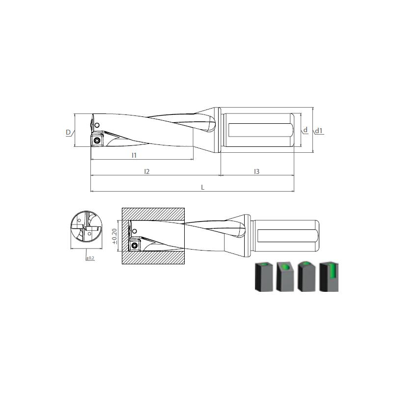 indexable Drill Holder 3xD with insert SPMT(PD) / XOMT(PD)..