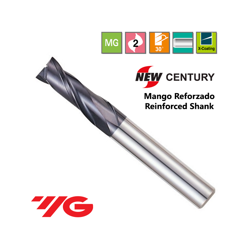 YG1-NEW CENTURY Fresa Metal Duro 2 Cortes Recubrimiento X-Coating