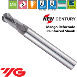 YG1-NEW CENTURY Fresa Metal Duro2 Cortes Esferica Recubrimiento X-Coating