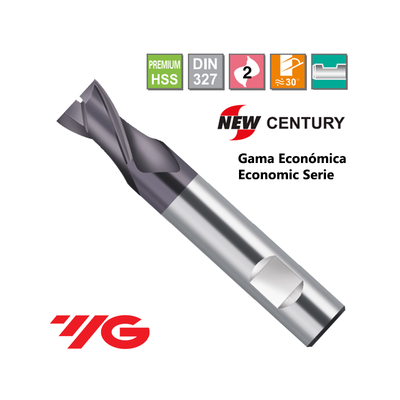 YG1-New Century Gama Economica Fresa Premium HSS 2 Cortes Recubrimiento TiAlN