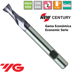 YG1-New Century Gama Economica Fresa Premium HSS 2 Cortes Larga Recubrimiento X-Coating