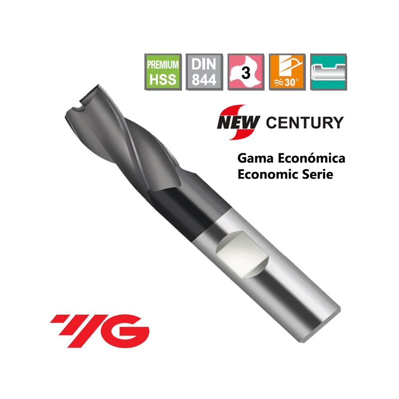 YG1-New Century Gama Economica Fresa Premium HSS 3 Cortes Recubrimiento TiAlN