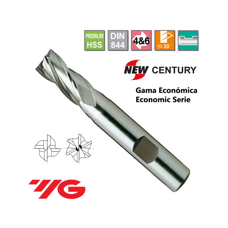 YG1-New Century Gama Economica Fresa Premium HSS 4 Cortes