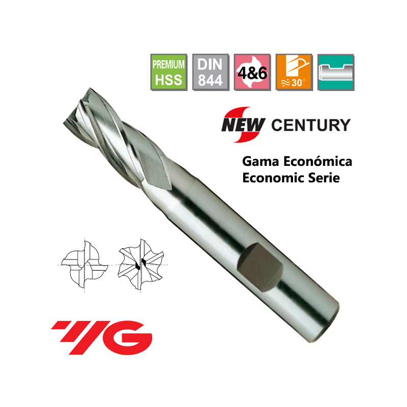 YG1-New Century Gama Economica Fresa Premium HSS 4 Cortes YG1-New Century Gama Economica Fresa Premium HSS 4 Cortes
