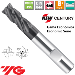 YG1-New Century Gama Economica Fresa Premium HSS 4 Cortes Recubrimiento TiAlN