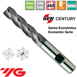 YG1-New Century Gama Economica Fresa Premium HSS 4 Cortes Larga Recubrimiento TiAlN