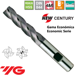 YG1-New Century Gama Economica Fresa Premium HSS 4 Cortes Larga Recubrimiento X-Coating