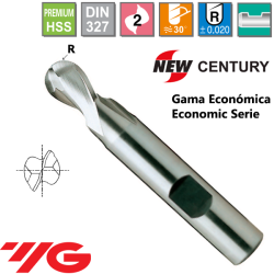 YG1-New Century Gama Economica Fresa Premium HSS 2 Cortes Esferica 