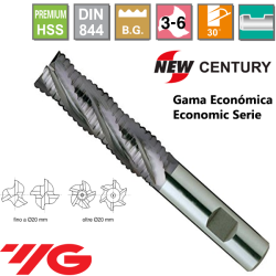 YG1-New Century Gama Economica Fresa Larga Premium HSS desbaste Grueso  Z3-6 Recubrimiento TiAIN