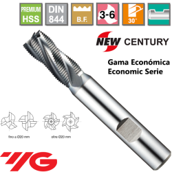 YG1-New Century Gama Economica Fresa Premium HSS desbaste Fino Z3-6 Recubrimiento TiAlN 