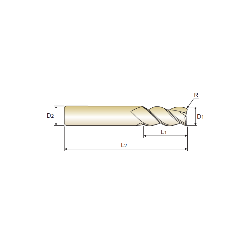 YG1 E5E51 Fresa Tóricas Metal Duro 3 Cortes Aluminio