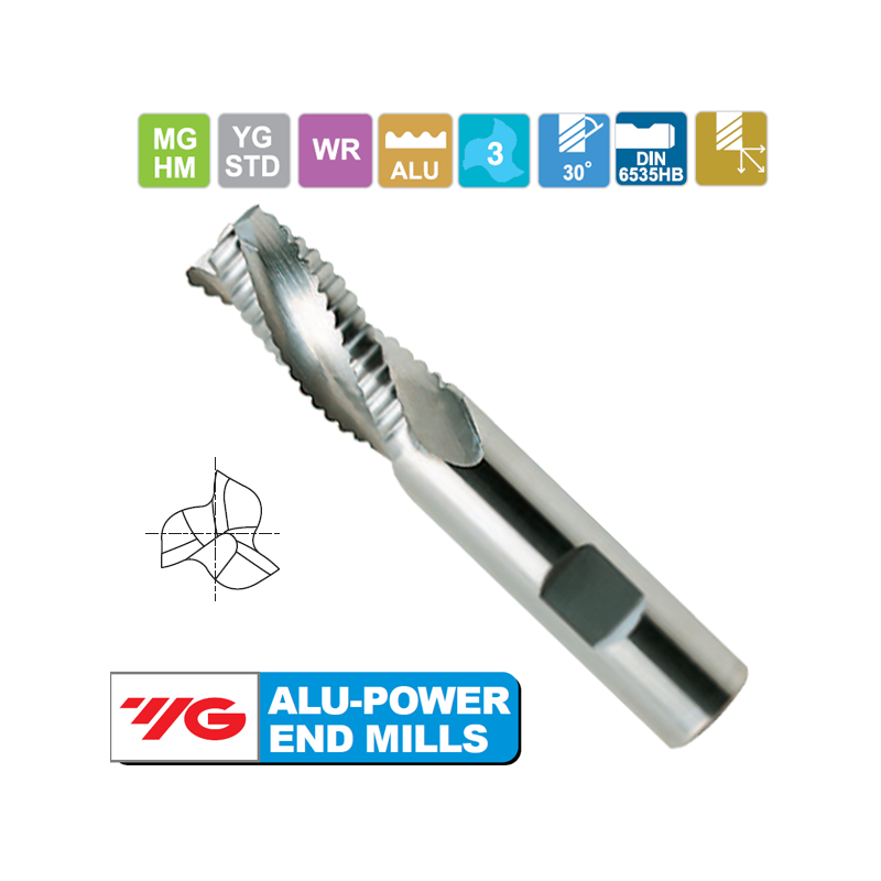 YG1 Fresa Metal Duro 3 Cortes desbaste Grueso Aluminio YG1 Fresa Metal Duro 3 Cortes desbaste Grueso Aluminio