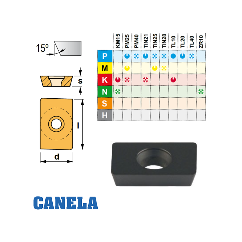 Canela ADMW 150308E Placa de Fresar Canela ADMW 150308E Placa de Fresar