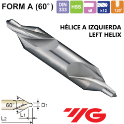 Broca de Centar a Izquierdas 60º HSS, Tipo A
