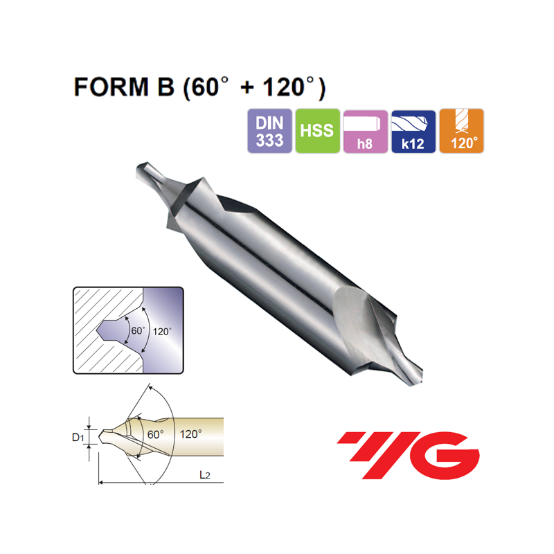 Broca de Centar 60º HSS, Tipo A