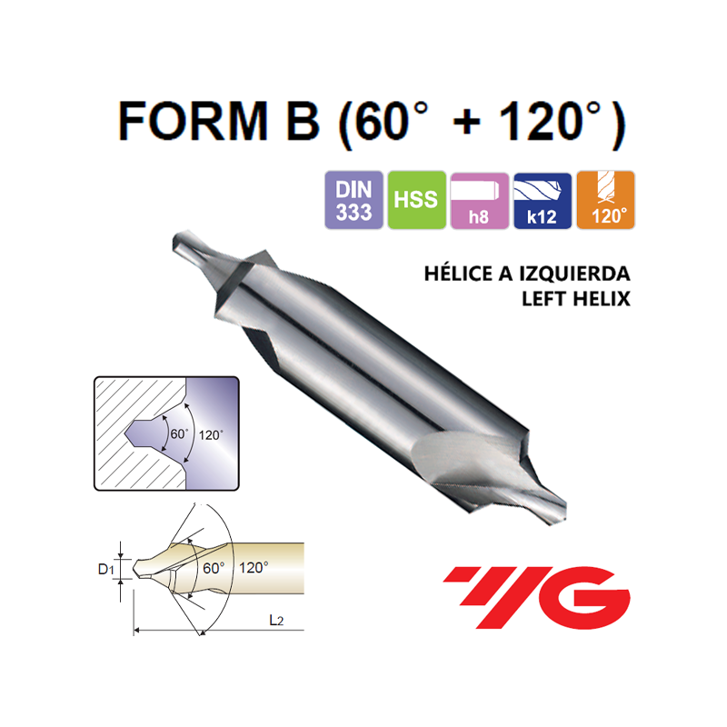 Broca de Centar 60º HSS, Tipo A