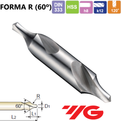 Broca de Centar 60º HSS, Tipo A