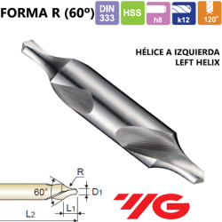 Broca de Centar a Izquierdas 60º HSS, Tipo R