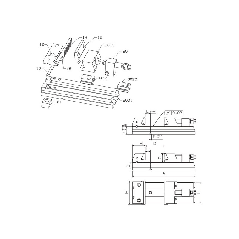 Descending Guides Machine Vice Serie 30G PERFECT 