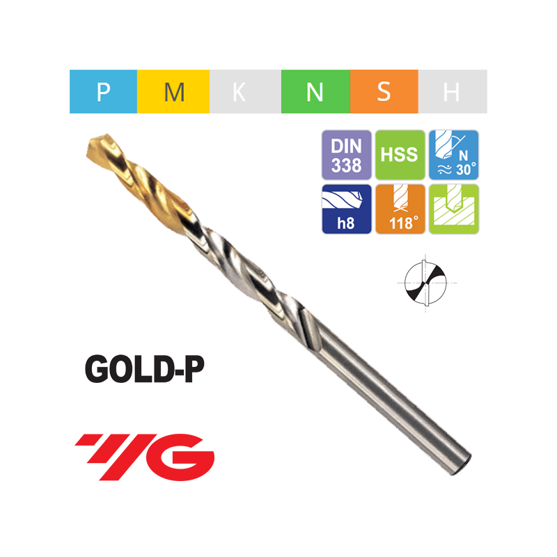 Broca Jobber YG-1 Serie D1GP165 Gold-P HSS